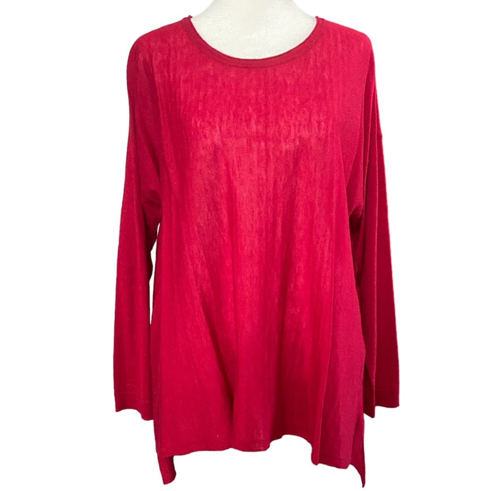 Eileen Fisher Soft Merino Wool/Alpaca Sweater Red Petite M
